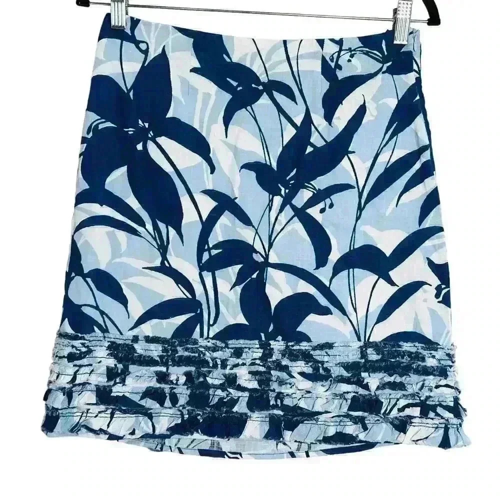 Tommy Bahama Linen Floral Skirt Size 2
